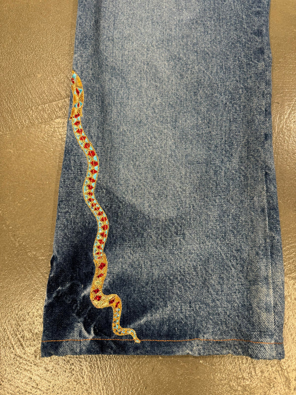 2000s Roberto Cavalli mainline embroidered snake jeans