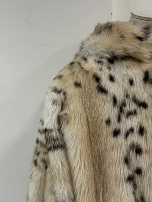 2000s Emporio Armani lynx print faux fur coat