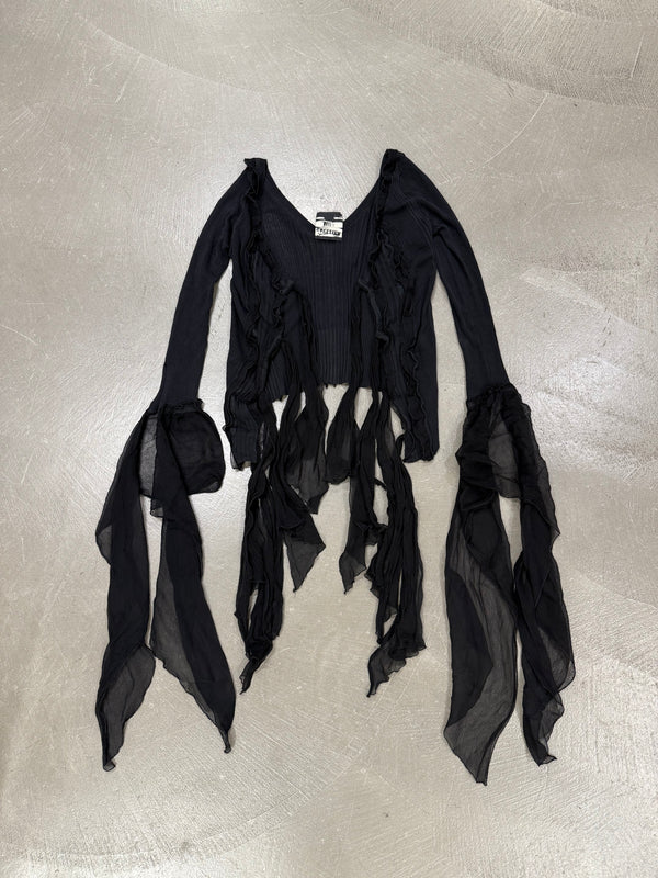 2000s Jean Paul Gaultier sheer ribbon-tie corset blouse