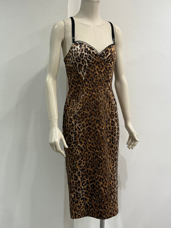 2000s Dolce & Gabbana leopard print bustier dress