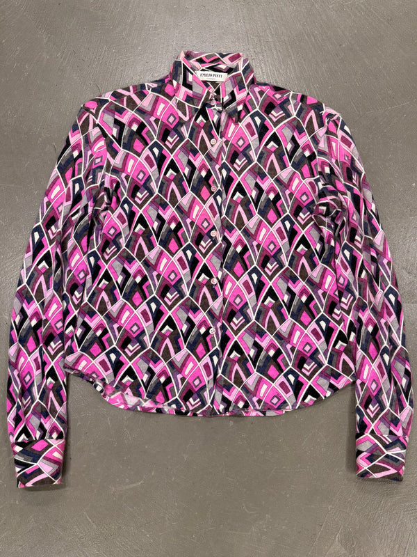 1990s Emilio Pucci optical print silk blouse