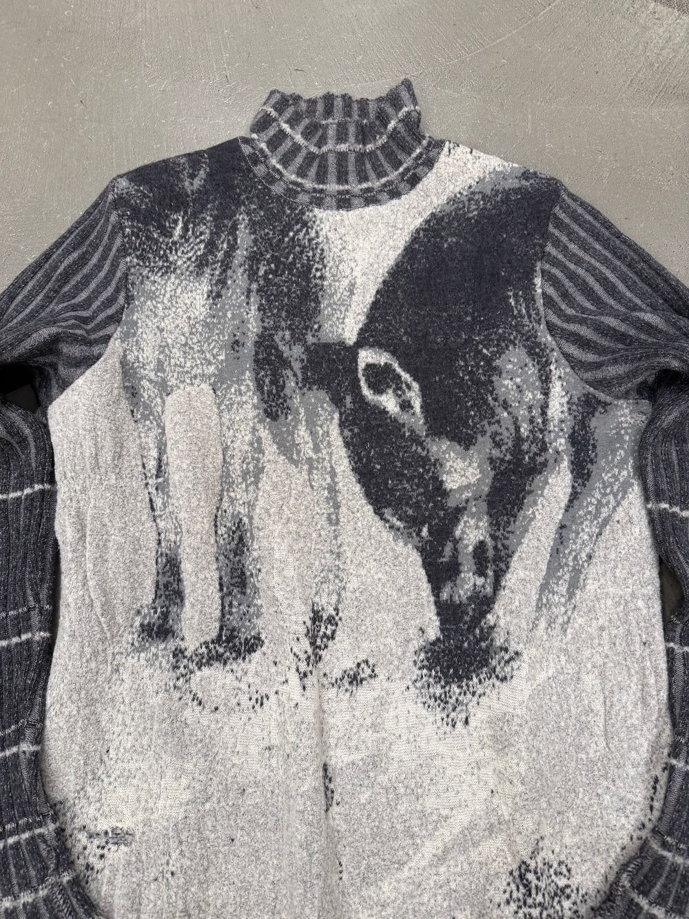 2000s Roberto Cavalli wolf jacquard knit