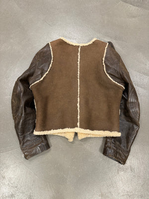 1990s Dolce & Gabbana hybrid shearling leather military jacket