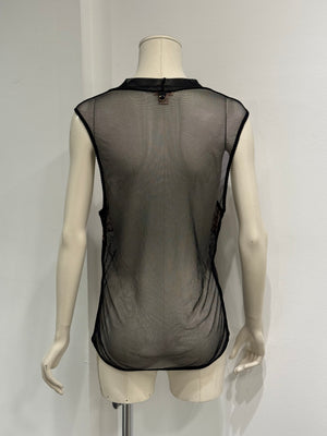 2000s Roberto Cavalli leopard sheer tank top