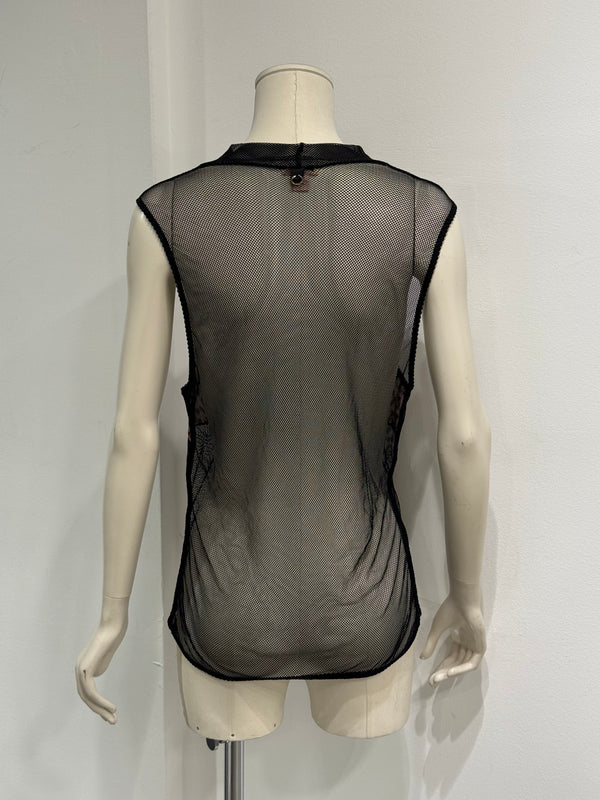 2000s Roberto Cavalli leopard sheer tank top