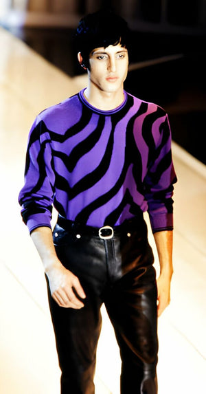 A/W1996 Gianni Versace runway purple zebra knit