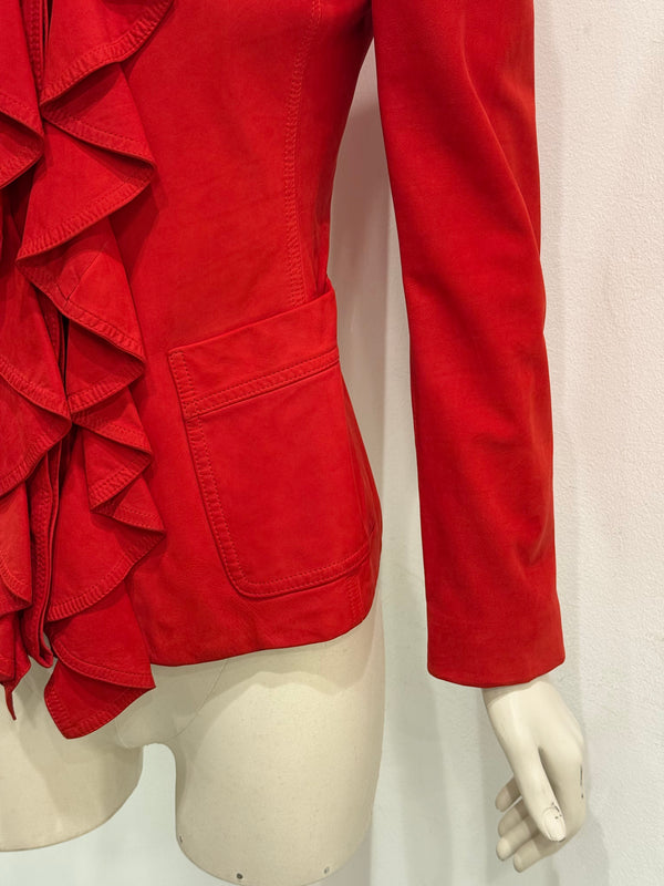 A/W2003 Yves Saint Laurent runway ruffled suede jacket