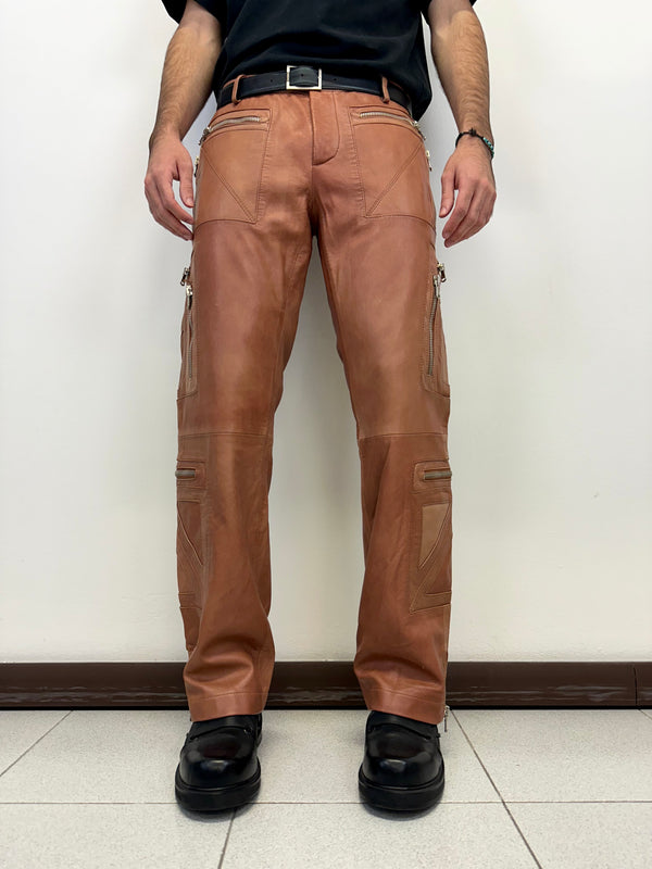 SS2002 Dolce & Gabbana leather zipper flight cargo pants