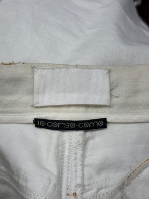 A/W2004 Maison Margiela white raw edge straight-leg pants