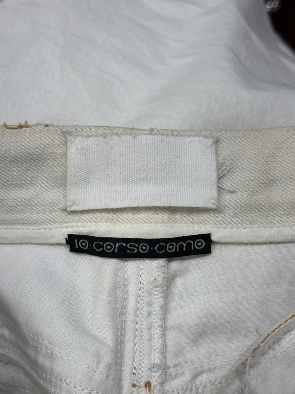 A/W2004 Maison Margiela white raw edge straight-leg pants