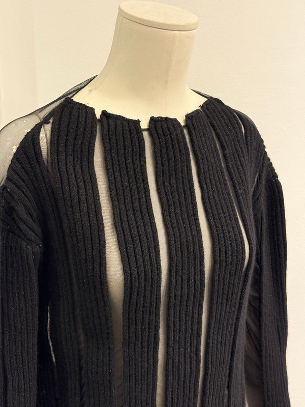 2000s Roberto Cavalli sheer transparent stripes knit