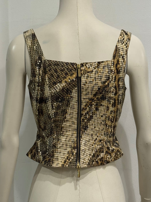 2003 Roberto Cavalli pixel leopard print corset