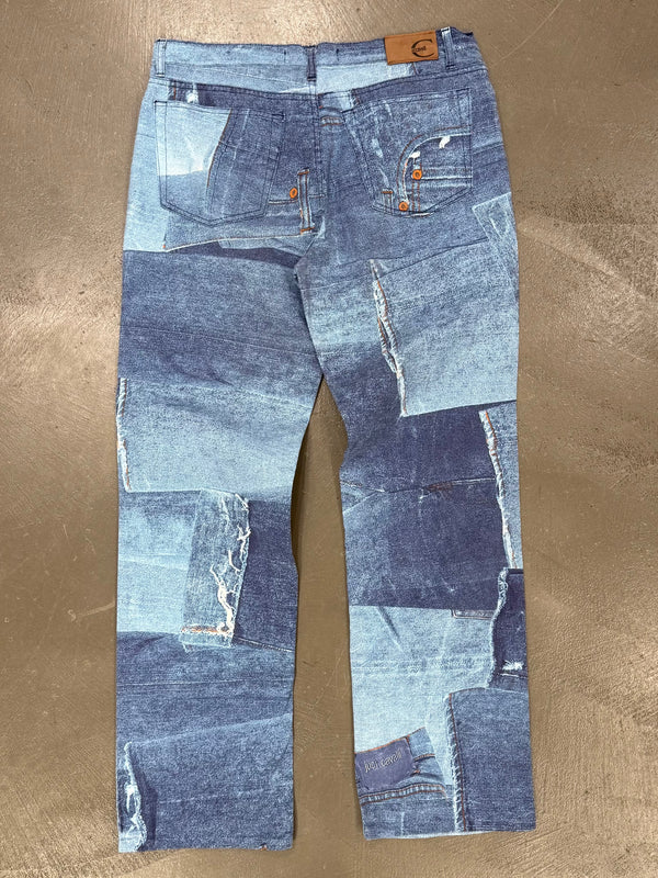 2000s Cavalli trompe l'oeil patchwork jeans
