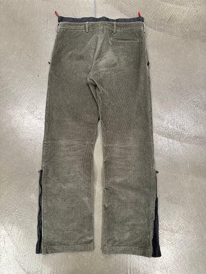 2000s Prada double waisted hybrid corduroy pants