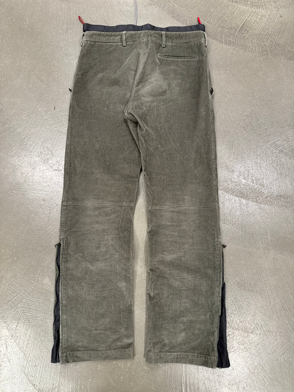 2000s Prada double waisted hybrid corduroy pants