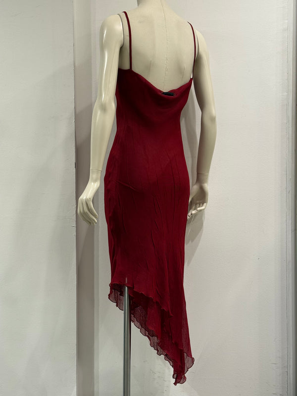 2000s Cavalli wrinkle red dress
