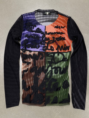 A/W2001 Jean Paul Gaultier colorblock graphic mesh top