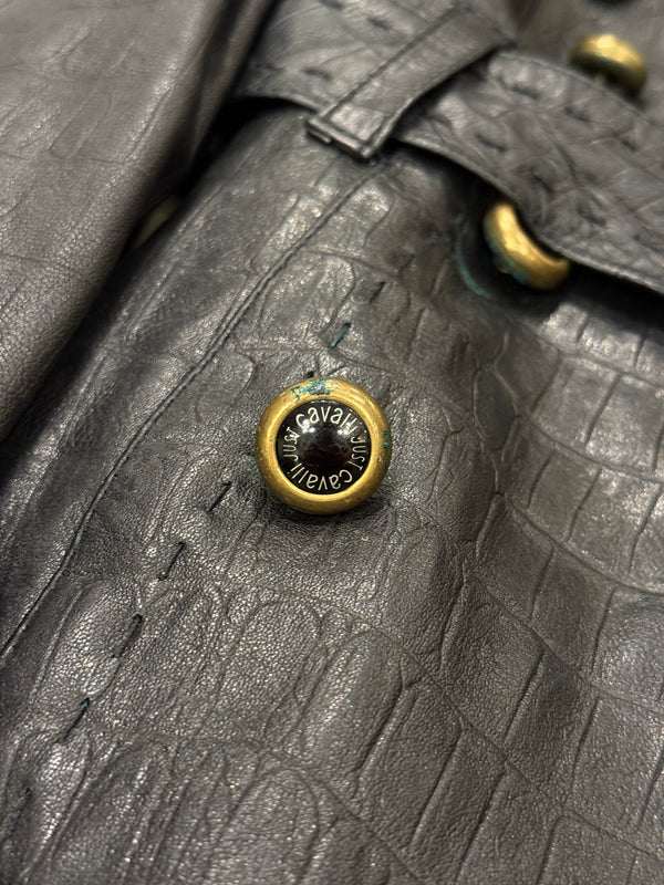 2000s Cavalli heavy leather coat