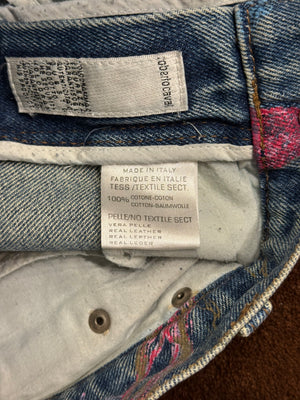 2000s Roberto Cavalli patchwork suede patches jeans