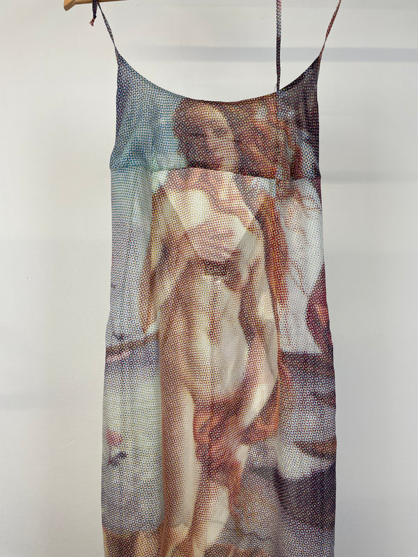 1990s D&G Botticelli birth of Venus sheer silk dress