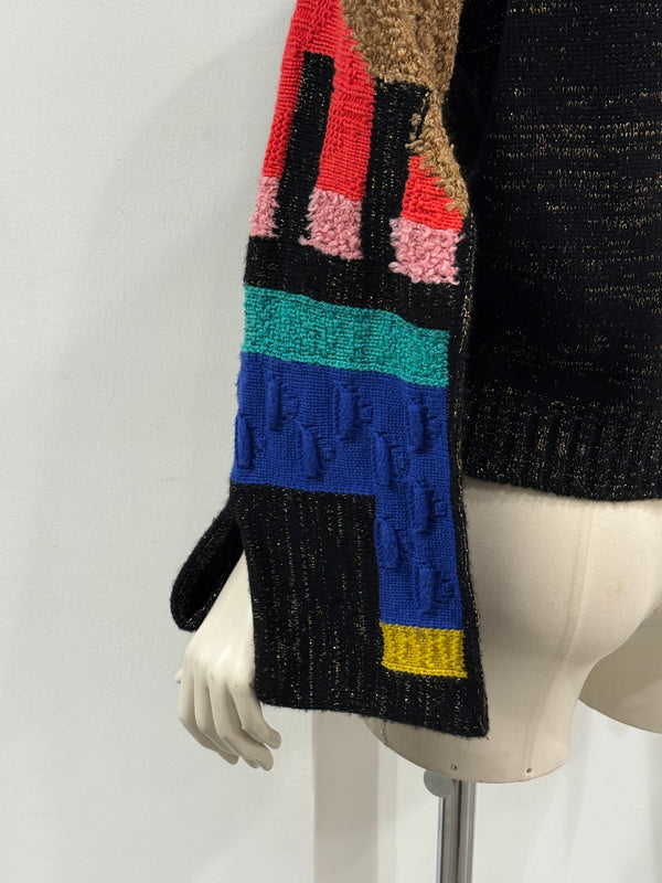 F/W1994 Chanel geometric color-block intarsia sweater