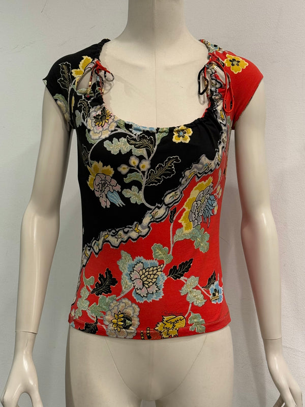 S/S 2003 Roberto Cavalli "Chinoiserie" floral top
