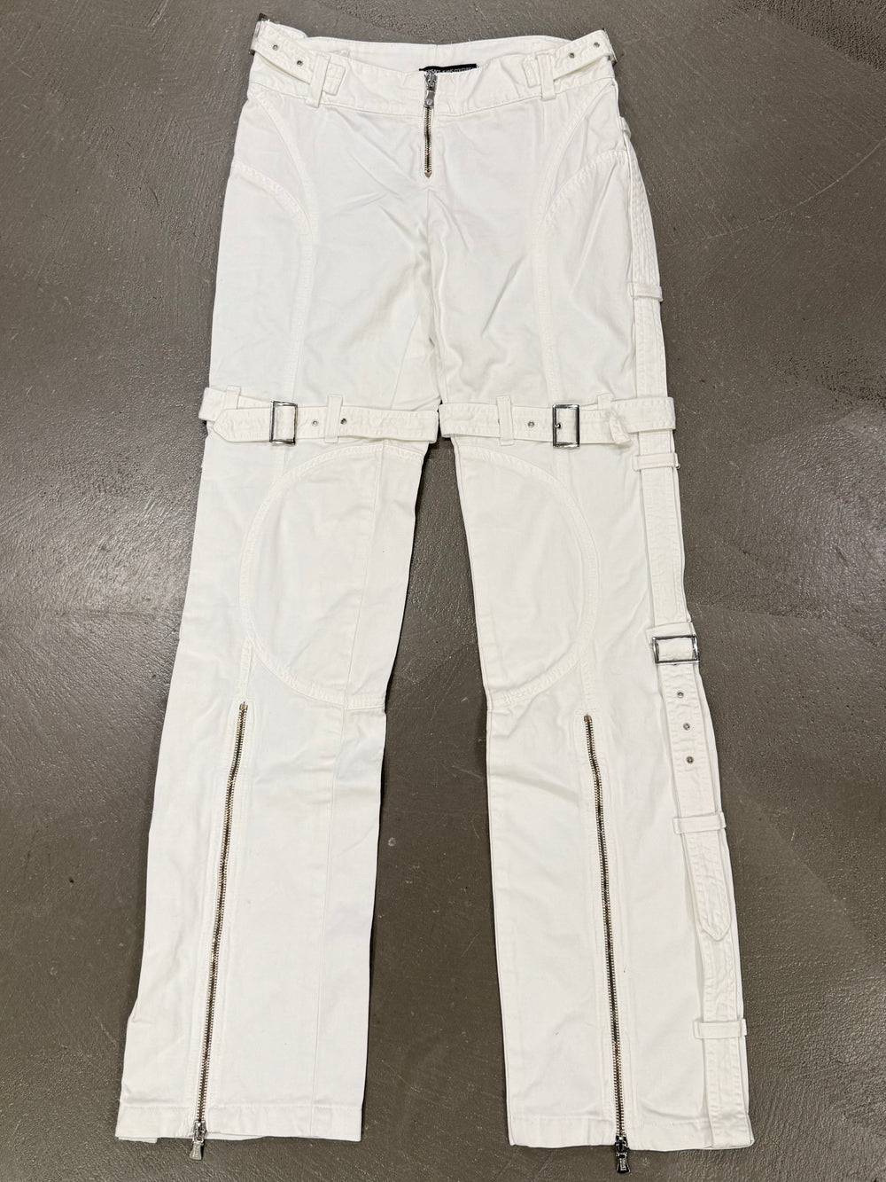 2000s Versace bondage white pants