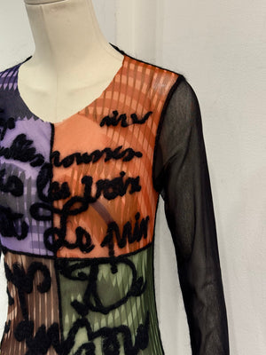 A/W2001 Jean Paul Gaultier colorblock graphic mesh top