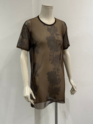 2003 Gucci by Tom Ford floral printed sheer mesh t-Shirt