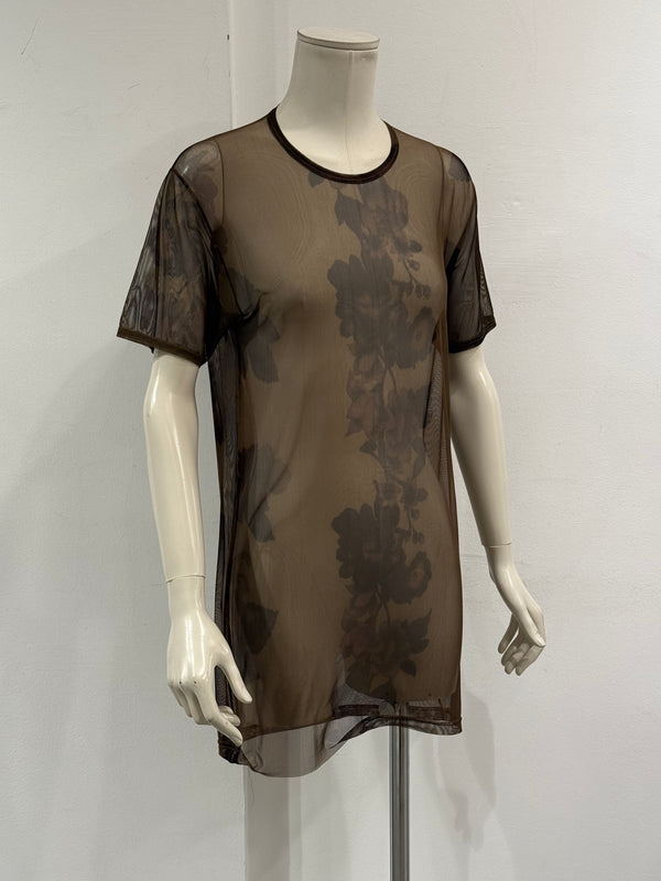 2003 Gucci by Tom Ford floral printed sheer mesh t-Shirt