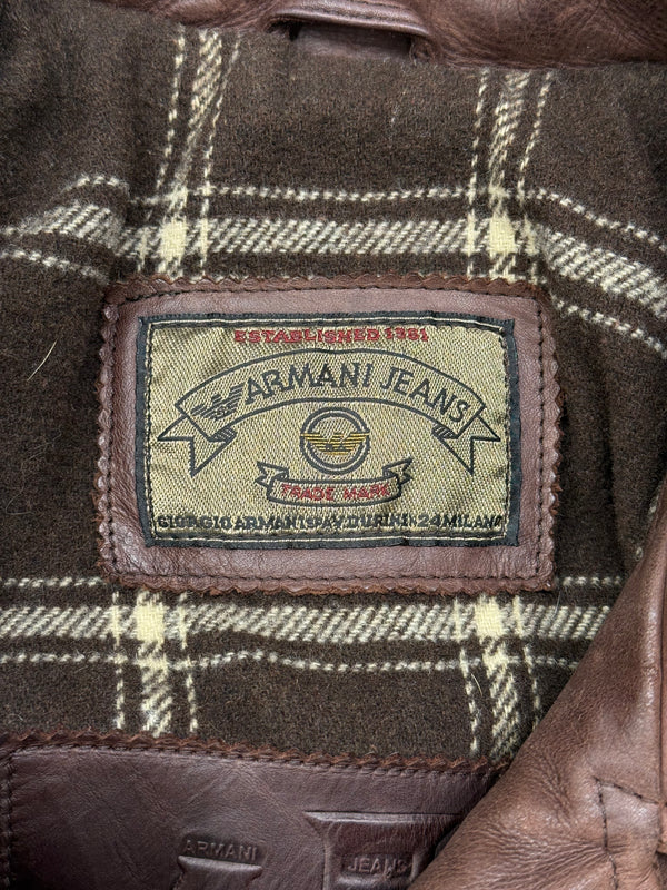 1990s Armani cropped leather trench coat