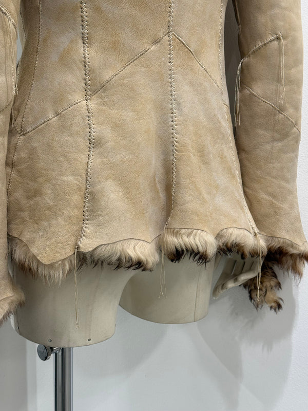 2000s Roberto Cavalli Shearling leather jacket with gold chains
