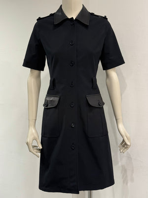 1990s Prada nylon midi dress with leather details
