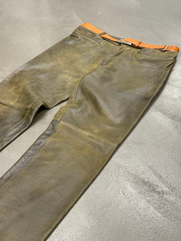 1990s Dirk Bikkembergs distressed leather belted pants