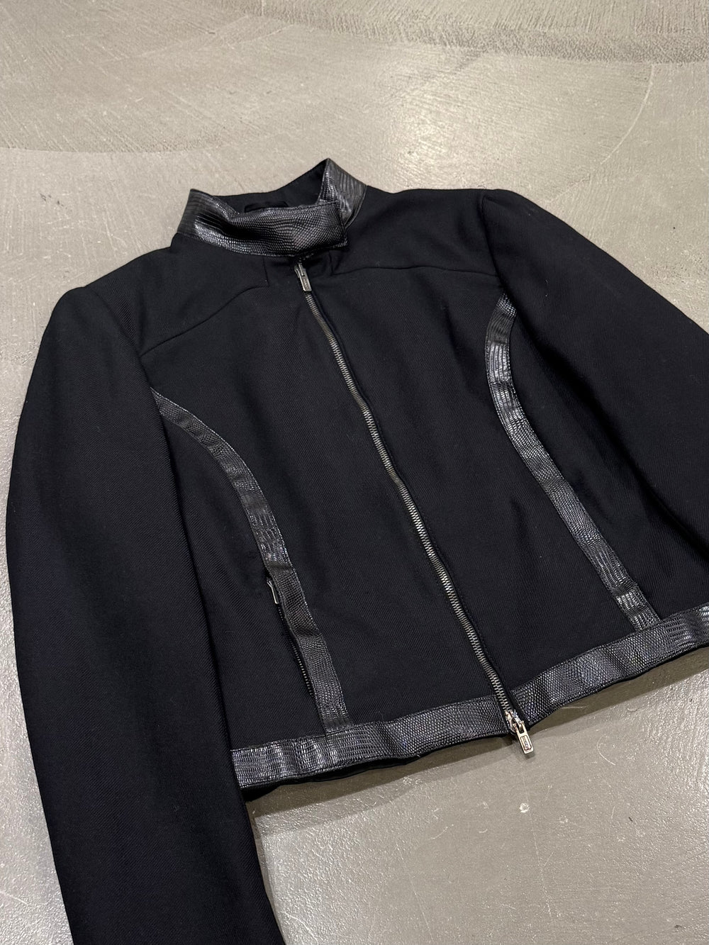 2003 Fendi paneled biker jacket with leather details