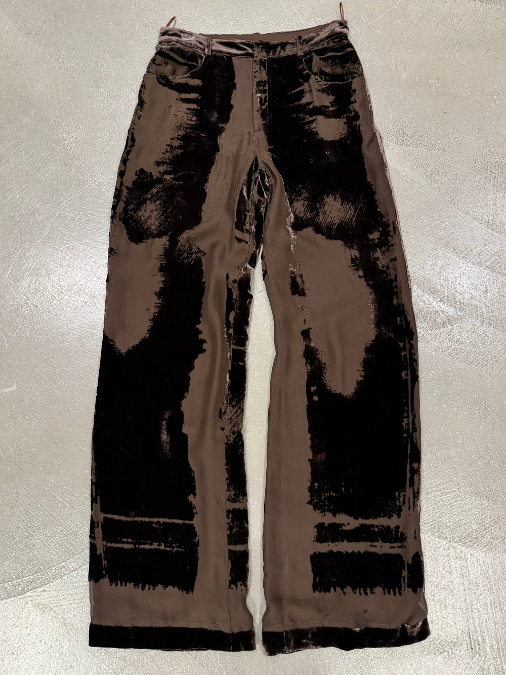1990s Jean Paul Gaultier mainline velvet double layer distressed pants