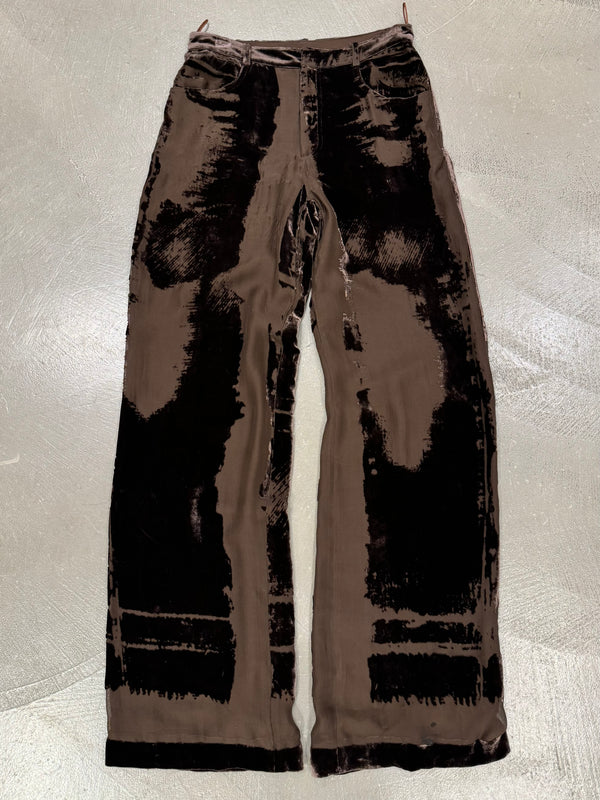 1990s Jean Paul Gaultier mainline velvet double layer distressed pants