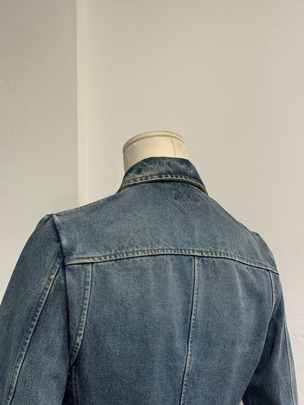 2000s Roberto Cavalli fitted paneled denim jacket