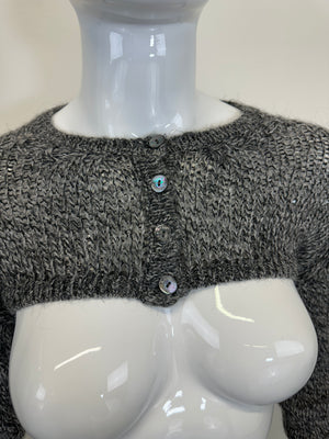 SS1999 Dolce & Gabbana knitted grey wool cropped long sleeve cardigan