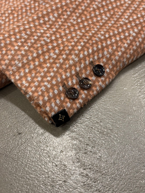 2000s Louis Vuitton by Marc Jacobs houndstooth blazer jacket with suede shoulders