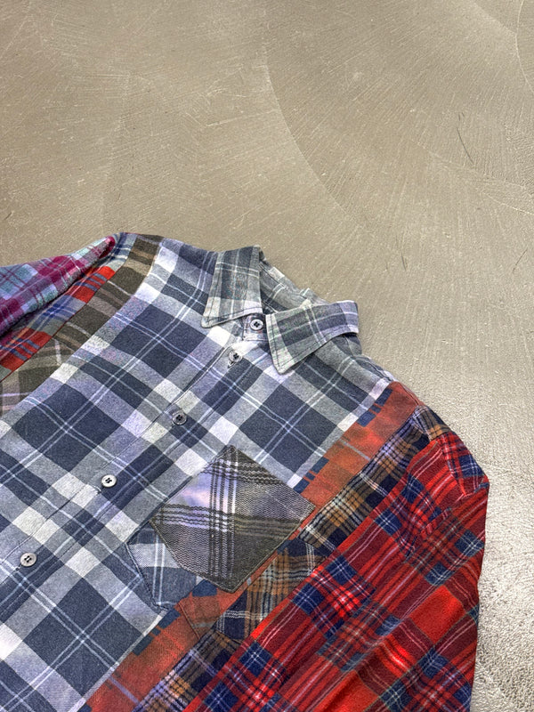 Rebuild By Needles 7-cuts flannel patch plaid shirt