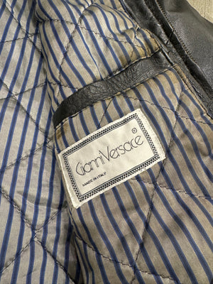 1980s Gianni Versace bondage leather bomber jacket