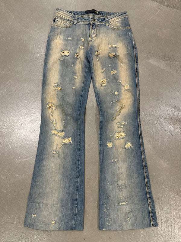 2000s Cavalli distressed faded jeans