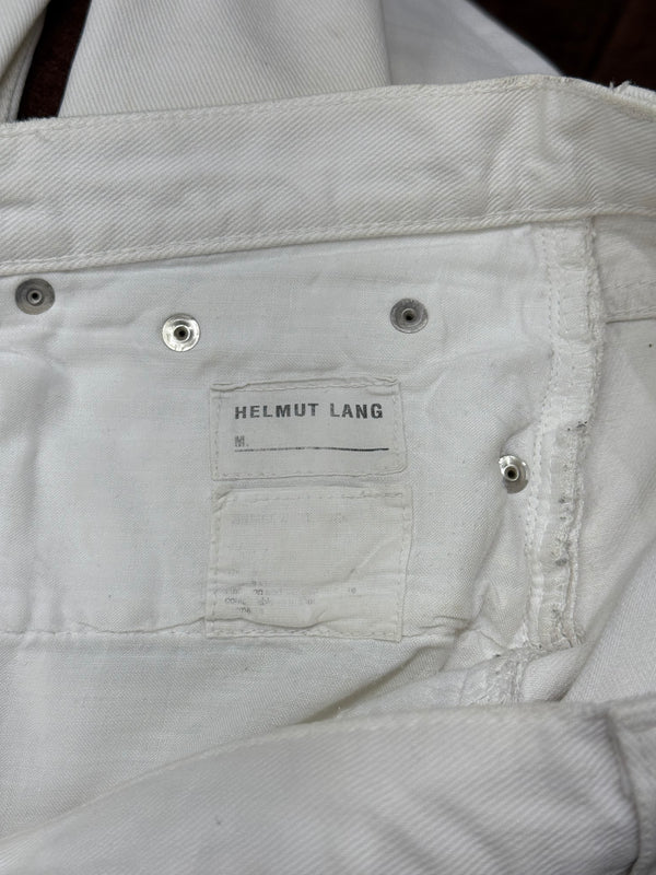 2000s Helmut Lang distressed white jeans