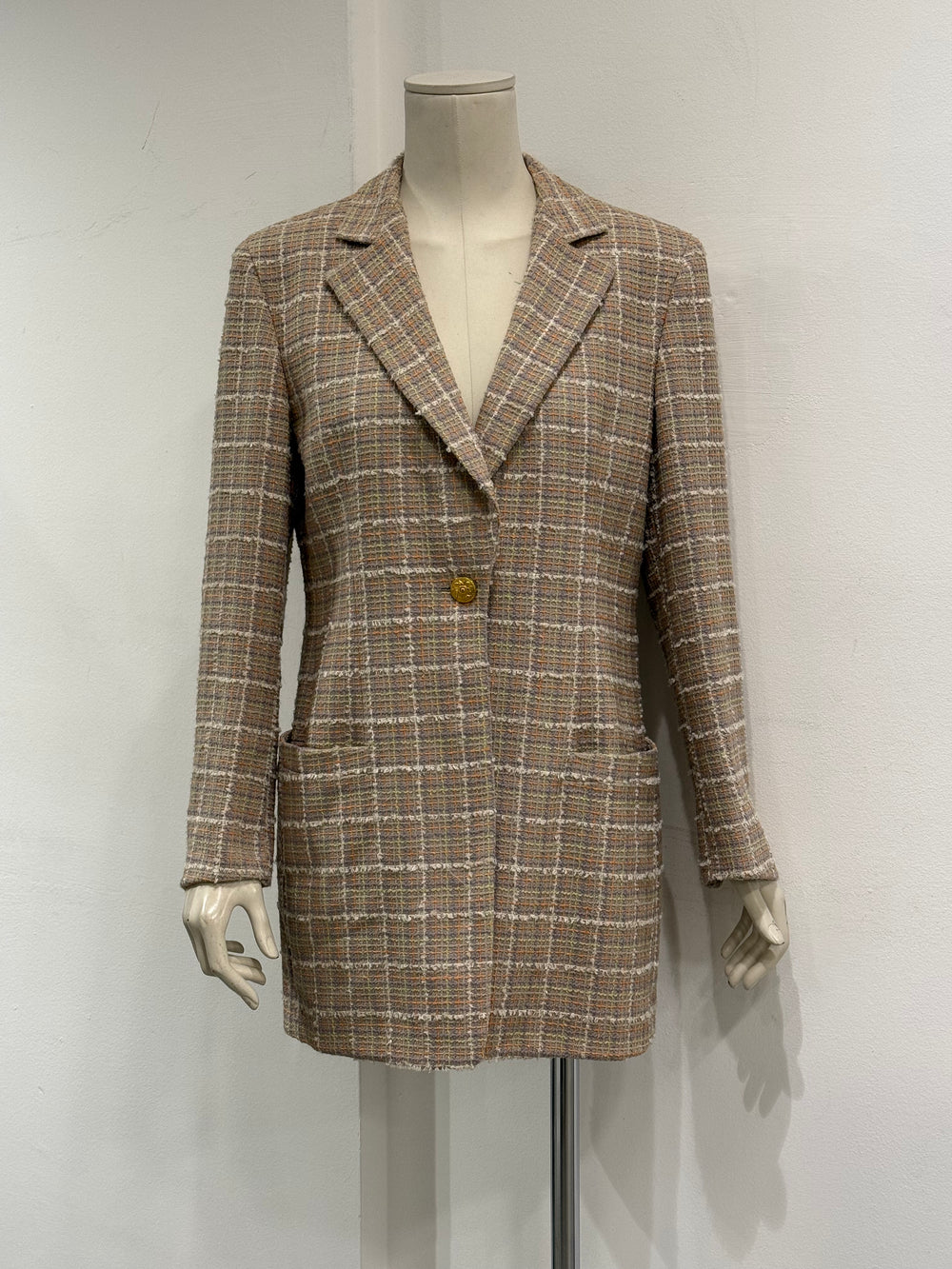1990s Salvatore Ferragamo checked wool coat