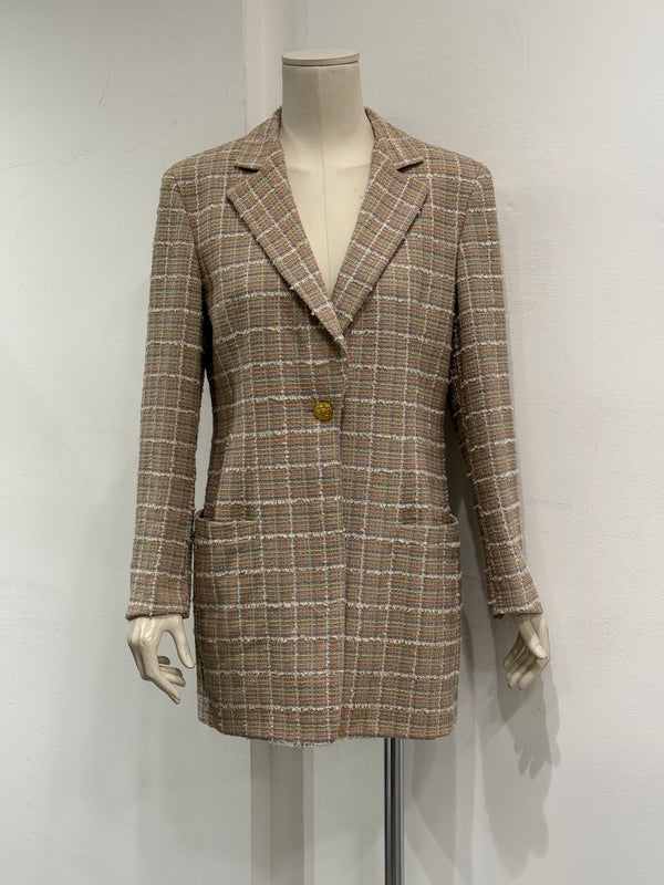 1990s Salvatore Ferragamo checked wool coat