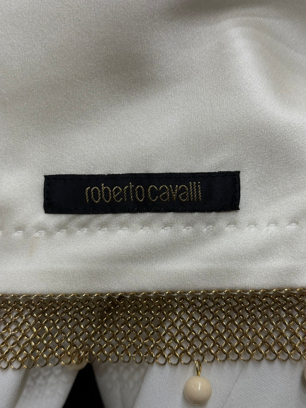 2005 Roberto Cavalli gold chain pearl trim jacket
