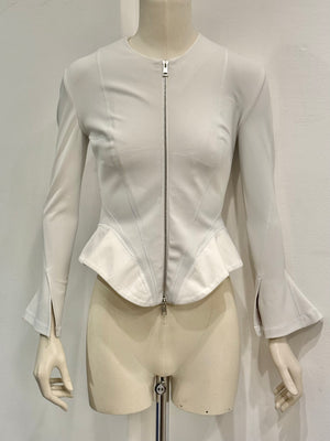 2010s Mugler white structured jacket with flared sleeves