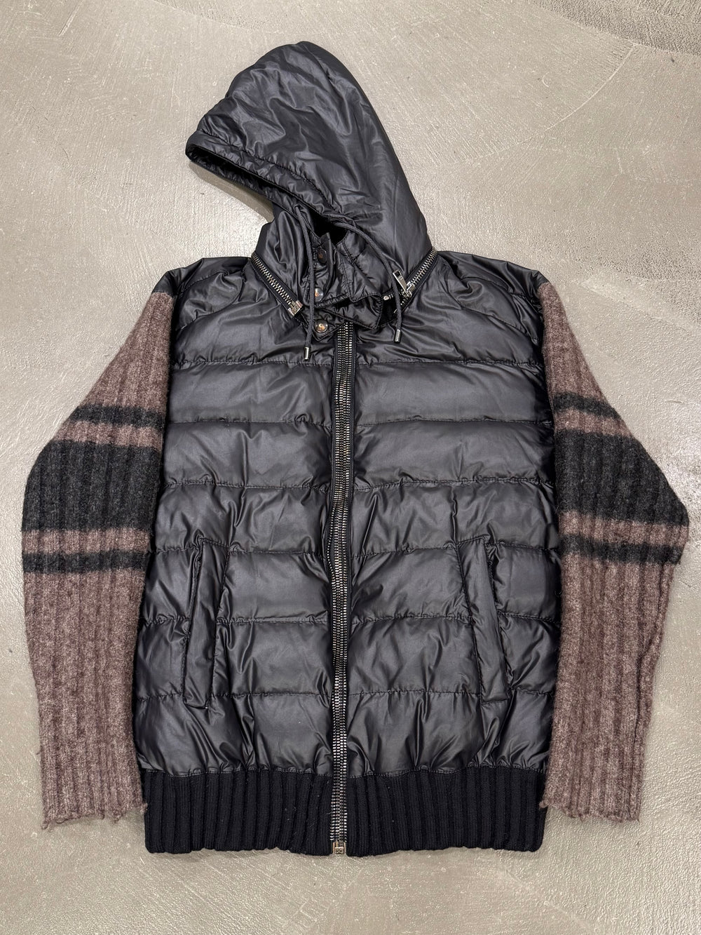 A/W2008 Dolce & Gabbana runway puffer hybrid jacket with knit sleeves