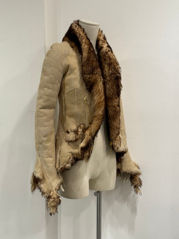 2000s Roberto Cavalli Shearling leather jacket with gold chains